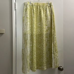 All Saints Clara Noche animal print midi skirt in like green